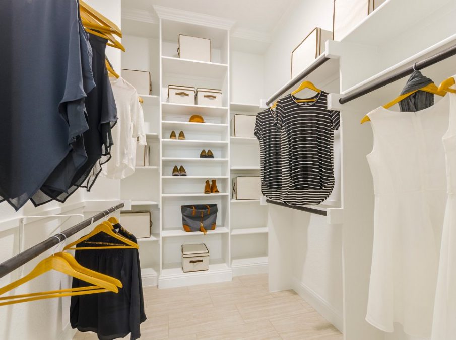 Landon Homes new home builder 432 Carrington Master Closet walk-in with white paint and lots of storage