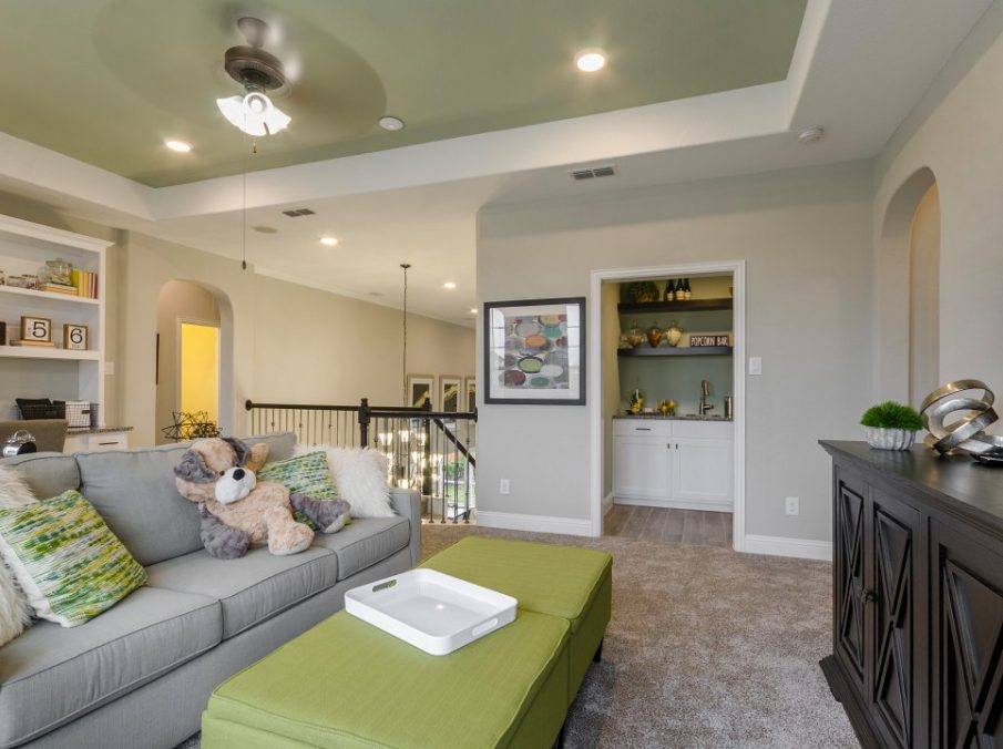 Landon Homes new home builder 432 Carrington Gameroom with green table