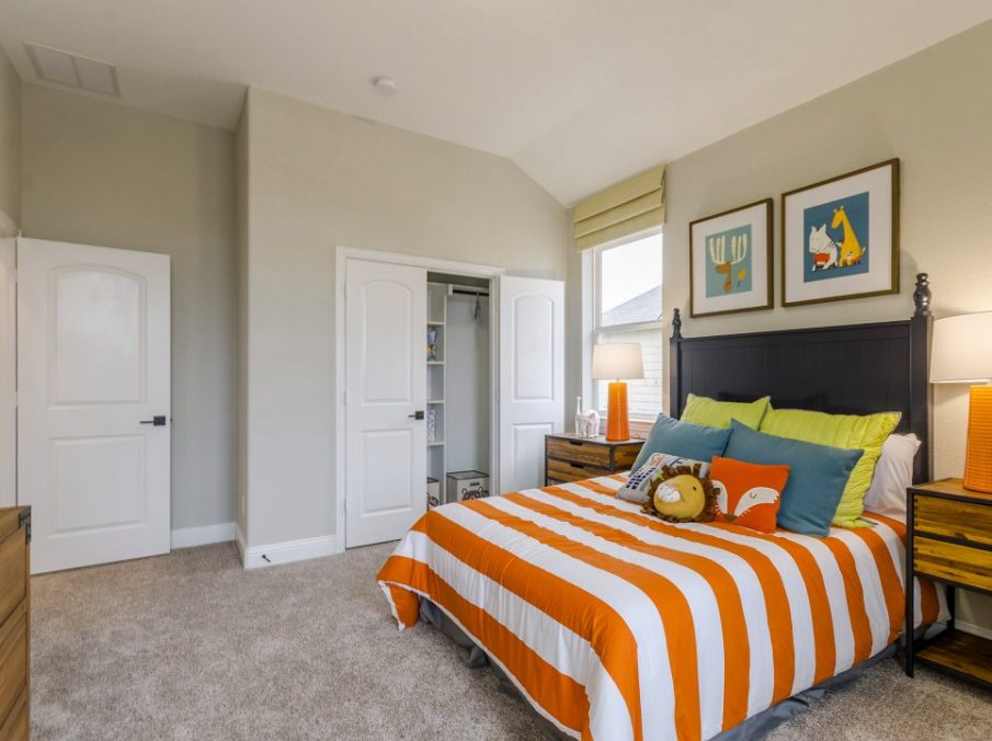 Landon Homes new home builder 432 Carrington kids Bedroom orange stripes