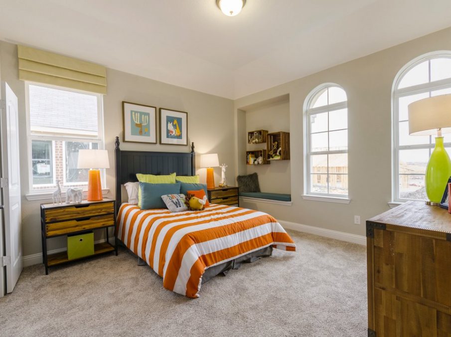 Landon Homes new home builder 432 Carrington Kids Bedroom orange stripes